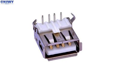 여성 DIP 타입 2.0 마이크로 USB 커넥터 오른쪽 각색 흰색 LCP 재료 - 樹脂