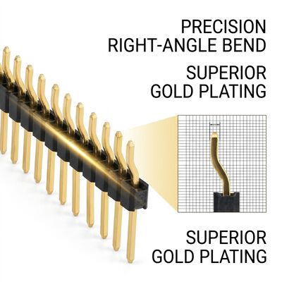 듀얼 로우 직각 수 핀 헤더 커넥터 2.54mm 피치 90도 PCB 80핀 스루홀
