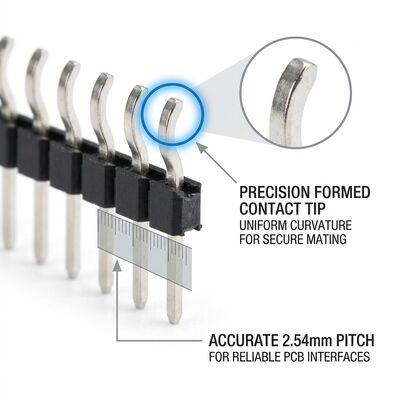 오른쪽 각 단열 남성 핀 헤더 커넥터 2.54mm Pitch 90도 PCB Through-Hole