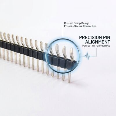 오른쪽 각 단열 남성 핀 헤더 커넥터 2.54mm Pitch 90도 PCB Through-Hole