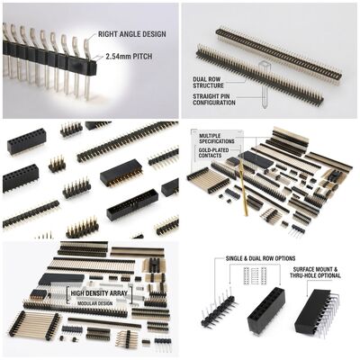 Dual Row Straight Male Pin Header Connector 2.54mm Pitch PCB Through-Hole 80-Pin Configuration