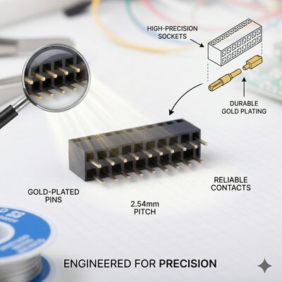 SMT 표면 실장 1.27MM 피치 암 헤더 커넥터 듀얼 로우 골드 플래시 PA6T PCB 조립
