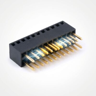 2.54mm 피치 트리플 로우 암 커넥터 3x40P 스루 홀 골드 플래시 PA6T