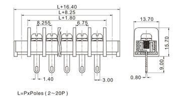 22-12AWG 와이어 스크루 터미널 블록 커넥터 1*08P DIP 스위칭 전원 공급