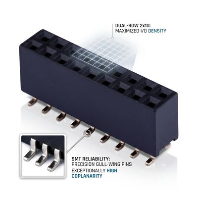 자동차 등급 2.54MM 듀얼 로우 암 커넥터 골드 플래시 PA9T 고진동 PCB 스루 홀 IP67