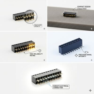 고밀도 40핀 2.54MM 듀얼 로우 암 커넥터 골드 플래시 PA6T 데이터 버스 PCB 스루 홀