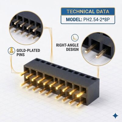 2.54mm 피치 트리플 로우 암 커넥터 3x40P 스루 홀 골드 플래시 PA6T